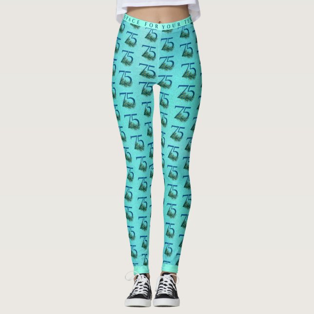 75-års födelsedag eller årsdag Påfågelmönster Leggings (Framsida)