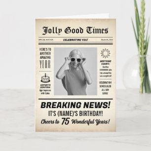 75-års födelsedags tidning, Lägg till foto, Person Kort