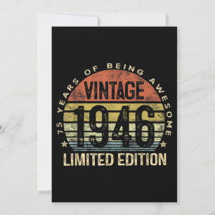 75 Års Födelsedagspresenter Vintage 1946 Inbjudningar