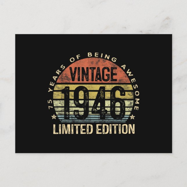 75 Års Present Vintage 1946 Födelsedag Vykort (Framsida)