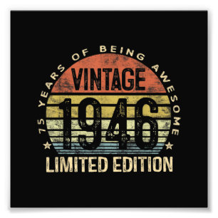 75 års Vintage för gamla gåvor 1946 Fototryck