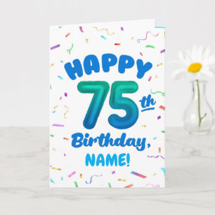 75-årsdag, Ballongnummer, Anpassningsbart Namn Kort