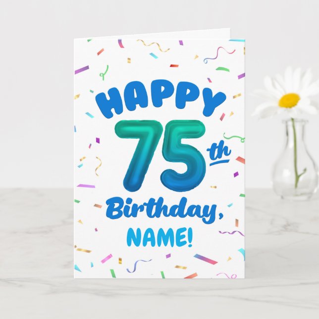 75-årsdag, Ballongnummer, Anpassningsbart Namn Kort (Liten växt)