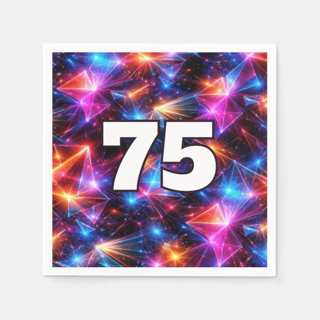 75-årsdag Neon Polygon Abstrakt  Pappersservett (Framsidan)