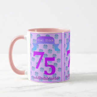 75-årsfirande i tysk mugg