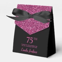 75-årsfirande svart het rosa glitter tack presentaskar