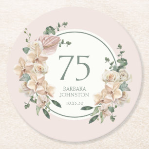 75-årsfirande Tropisk Blomma Underlägg Papper Rund
