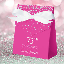75-årsfirande varmt rosa glittrande tack presentaskar