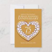 75-årsjubileum bröllopsfirande hjärta svars kort