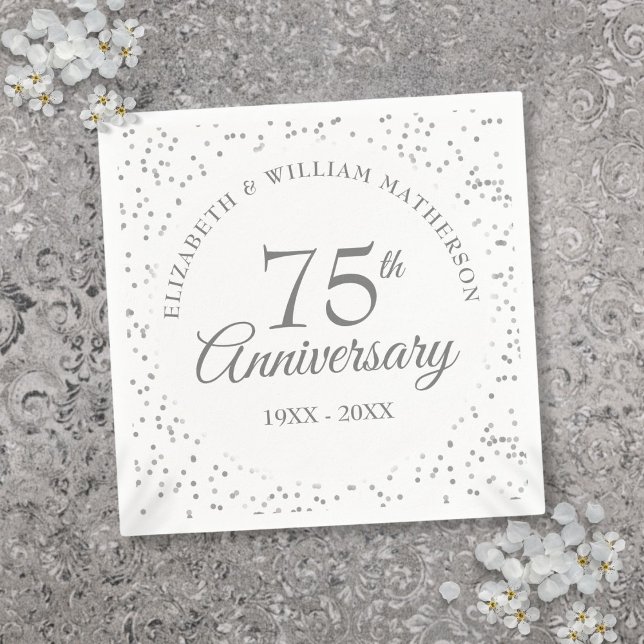 75-årsjubileum för bröllop Konfetti Pappersservett (75th Wedding Anniversary Confetti Napkins)