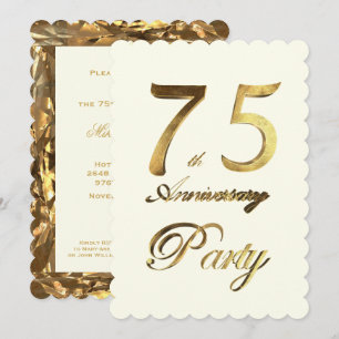 75-årsjubileum Guld Elfenben Elegant Inbjudningar