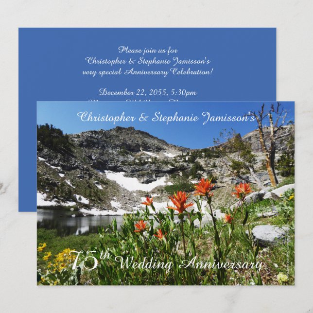 75-årsjubileum inbjudan, Vilda blommor Inbjudningar (Fram/baksida)