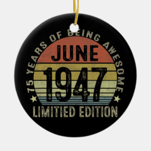 75-årspresenter juni 1947 Limited Edition 75-årsda Julgransprydnad Keramik