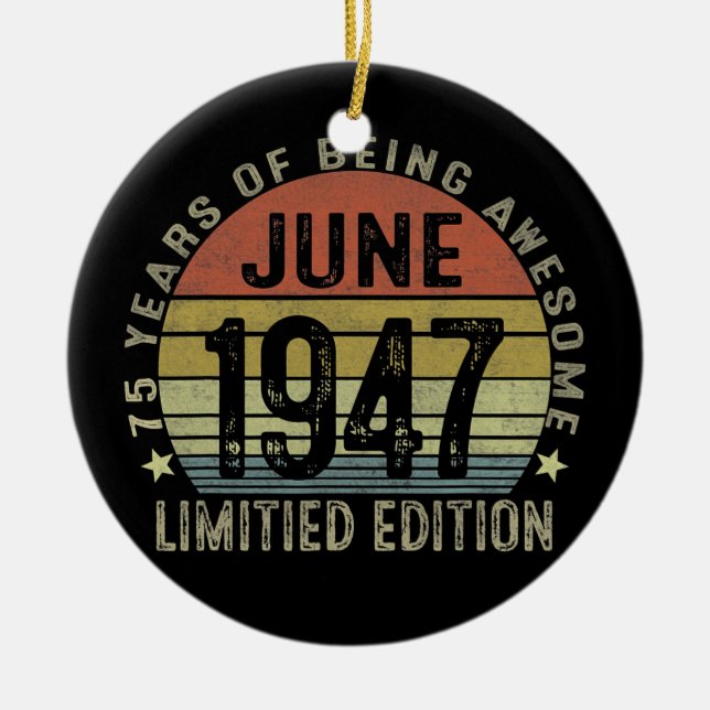 75-årspresenter juni 1947 Limited Edition 75-årsda Julgransprydnad Keramik (Framsidan)