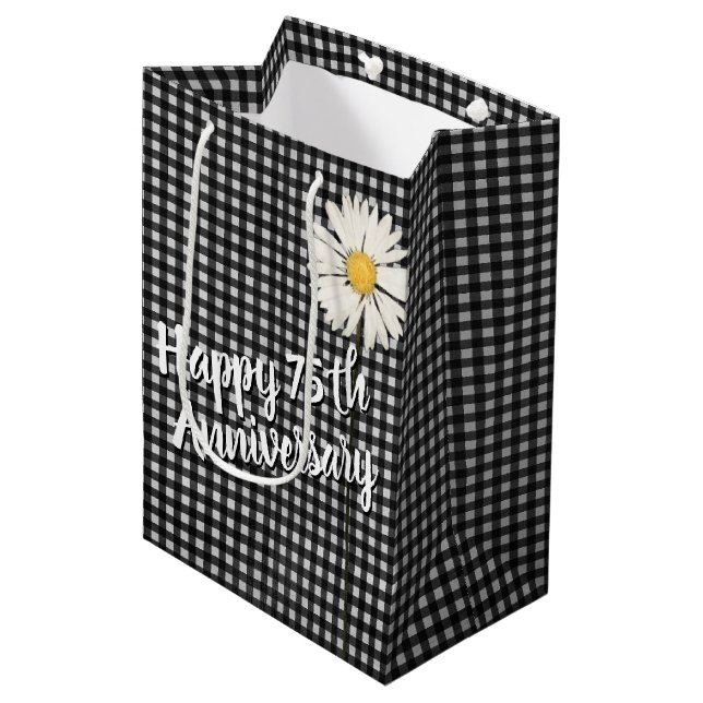 75:e-årsdagen Daisy om Gingham Medium Gift Bag (Framsidan Vinklad)