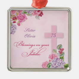 75:e-årsdagen för Religiösa Life-katolska nun Julgransprydnad Metall