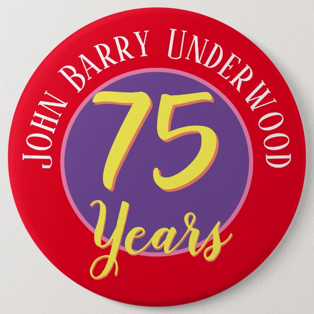 75:e Birthday Badge to Personalize. Knapp (Framsida)