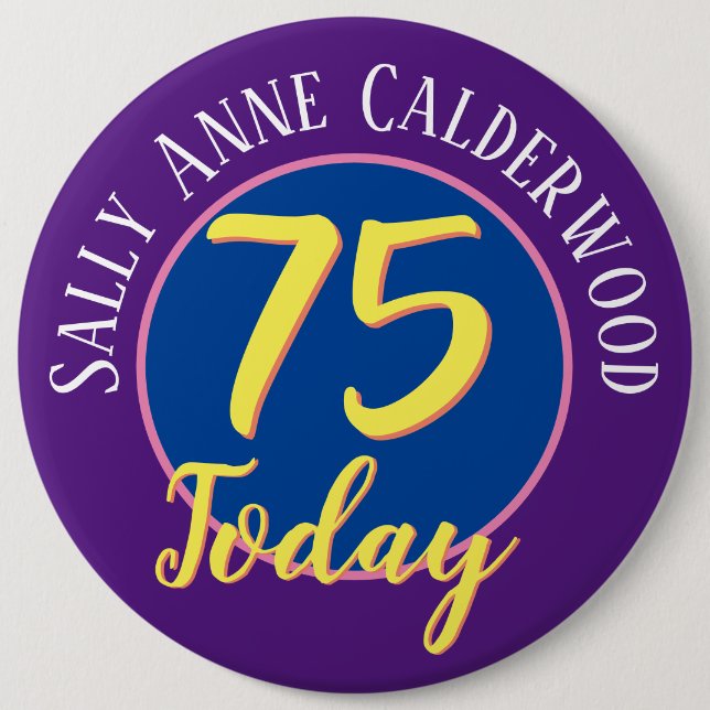 75:e Birthday Badge to Personalize. Knapp (Framsida)