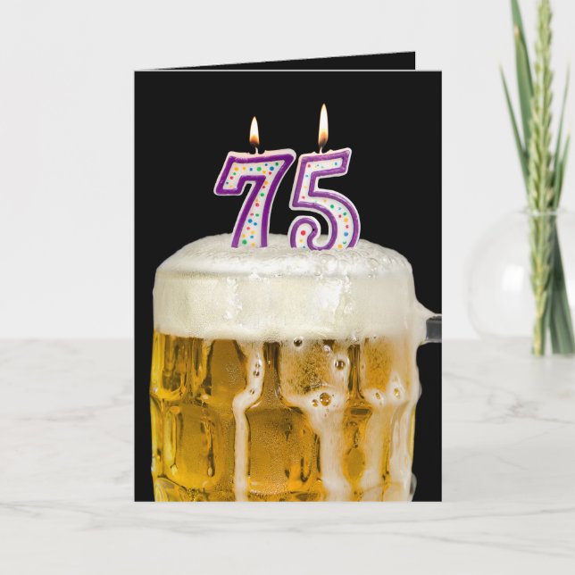 75:e Birthday Beer på svart Kort (Framsida)