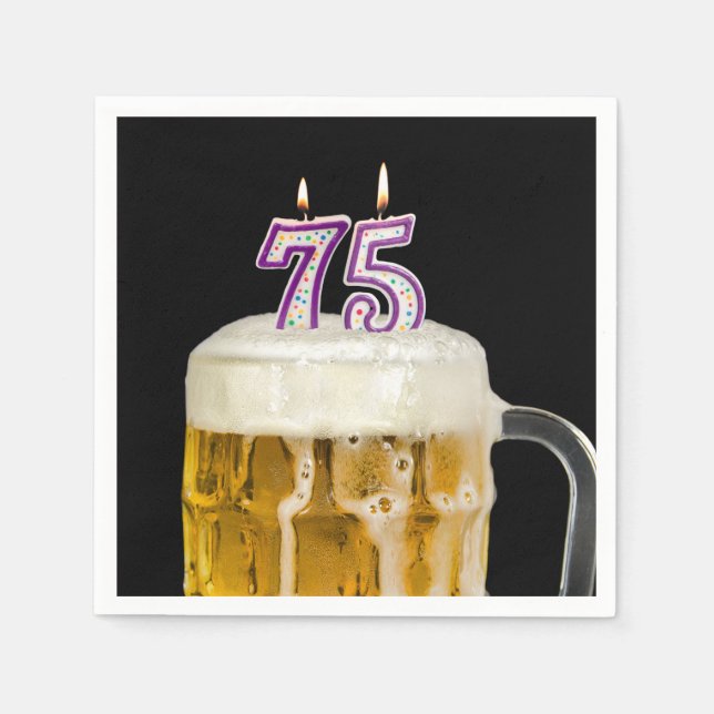75:e Birthday Beer på svart Pappersservett (Framsidan)