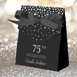 75:e Birthday Black Sparkly Tack Presentaskar