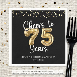 75:e Birthday Cheers till 75 års Black Guld Pappersservett