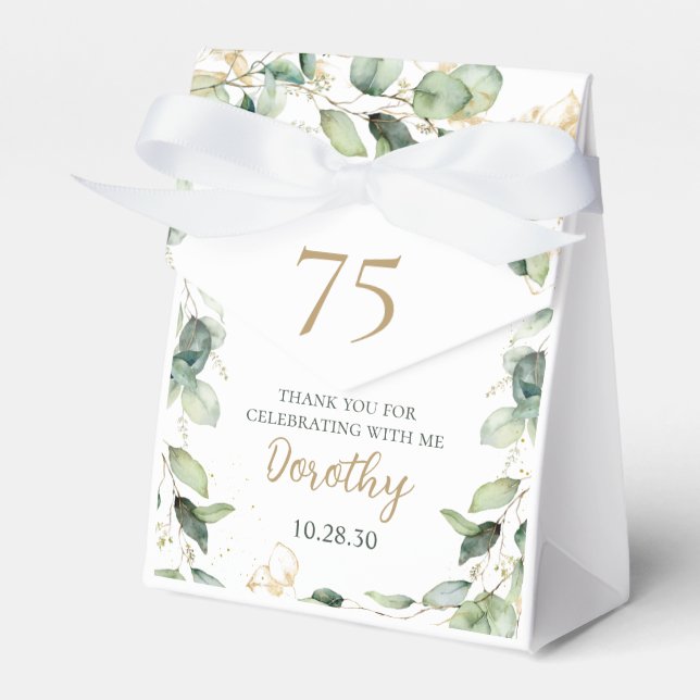 75:e Birthday Eucalyptus Tack Presentaskar (Framsidan Sidan)