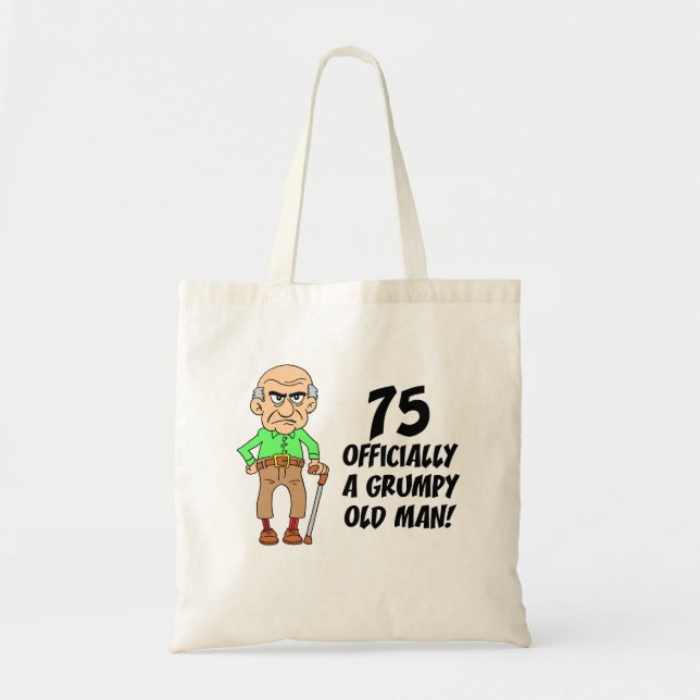 75:e Birthday Grumpy Old Man Tote Bag Tygkasse (Framsidan)