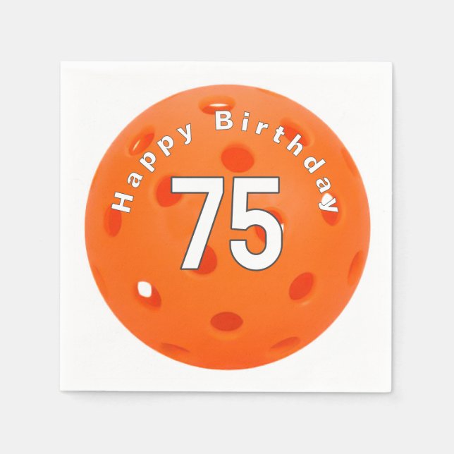 75:e Birthday Orange Pickleball Pappersservett (Framsidan)