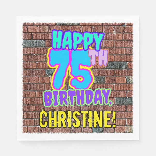 75:e Birthday ~ Roligt, Urban Graffiti Inspired lo Pappersservett (Framsidan)