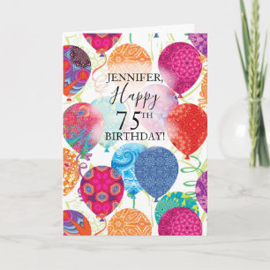 75:e Birthday Rosa Orange Turquise Bubons Kort