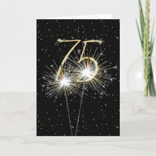 75:e Birthday Sparkler på svart Kort