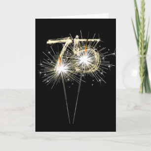 75:e Birthday Sparklers on Black Kort