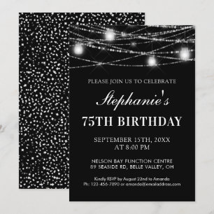 75:e Birthday String Ljus Burk Black White Inbjudningar