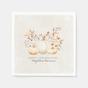 75:e Birthday White Pumpkin Höst löv Anpassningsba Pappersservett