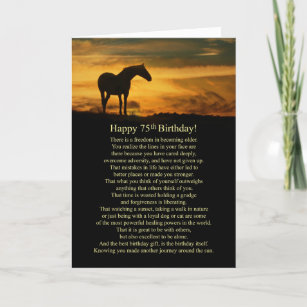 75:e Birthday Wise Ord med Horse and Sunset Kort