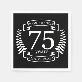 75:e Bröllop ANNIVERSARY DIAMOND GULD Pappersservett