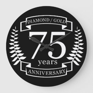 75:e Bröllop ANNIVERSARY DIAMOND GULD Stor Klocka