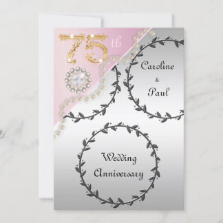 75:e-Bröllop-årsdagen för Silver-Ro Guld Inbjudningar