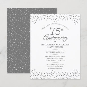 75:e Bröllop-årsdagen Kärlek Hearts Confetti Inbjudan Vykort