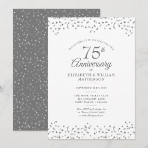75:e Bröllop-årsdagen Kärlek Hearts Confetti Inbjudningar