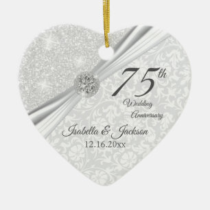 75:e Diamond Bröllop-årsdagen Julgransprydnad Keramik