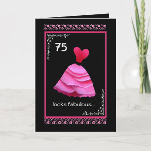 75:e Fabulous Birthday med Rosa Dress Kort