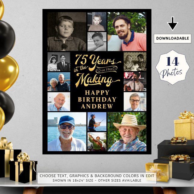75:e födelsedag 14 fotokollage-ÅR I SKAPAR Poster (Skapare uppladdad)