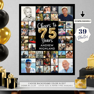 75:e födelsedag 39 fotokollage Cheers till 75 år Poster