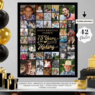 75:e födelsedag 42 fotokollage-ÅR I SKAPAR Poster