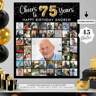 75:e födelsedag 45 fotokollage Cheers till 75 år Poster
