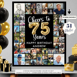 75:e födelsedag 51 fotokollage Cheers till 75 år Poster