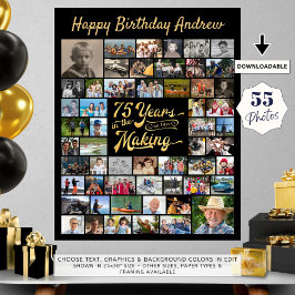 75:e födelsedag 55 fotokollage-ÅR I SKAPAR Poster