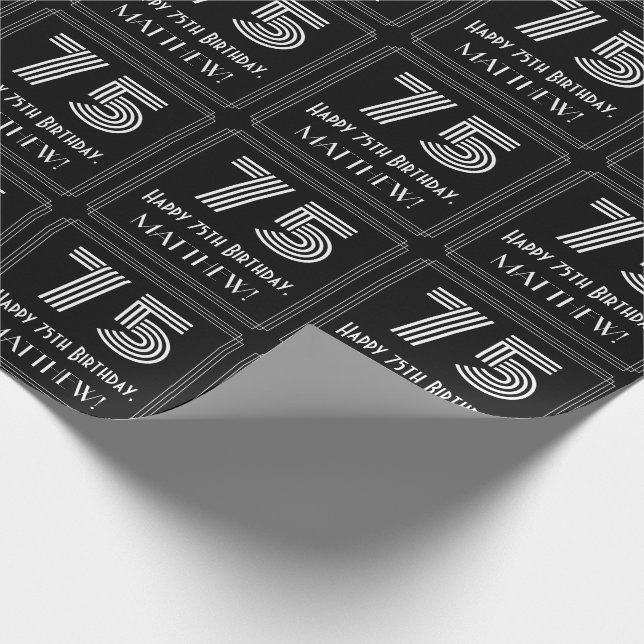 75:e födelsedag: Art Deco Inspired Titta "75" w/ N Presentpapper (Hörn)